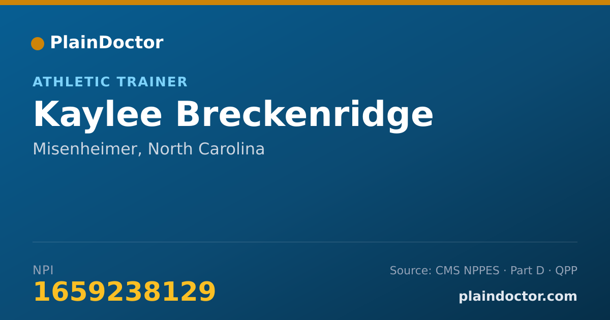 Shareable card for Kaylee Breckenridge - Athletic Trainer, Misenheimer, NC