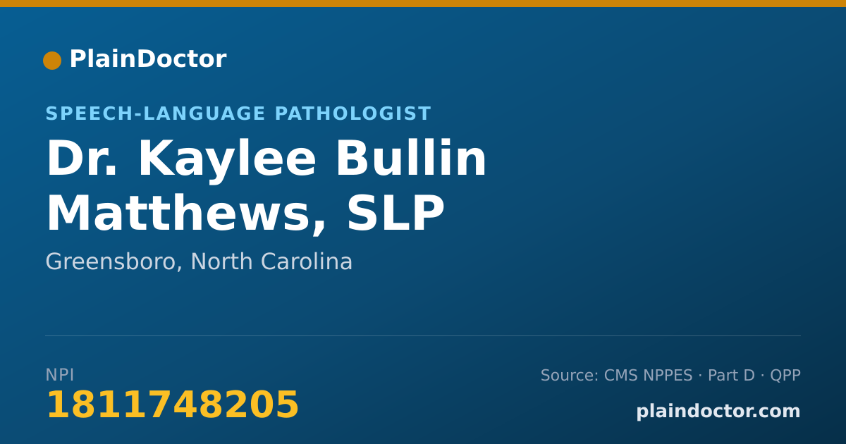 Shareable card for Kaylee Bullin Matthews, SLP - Speech-Language Pathologist, Greensboro, NC