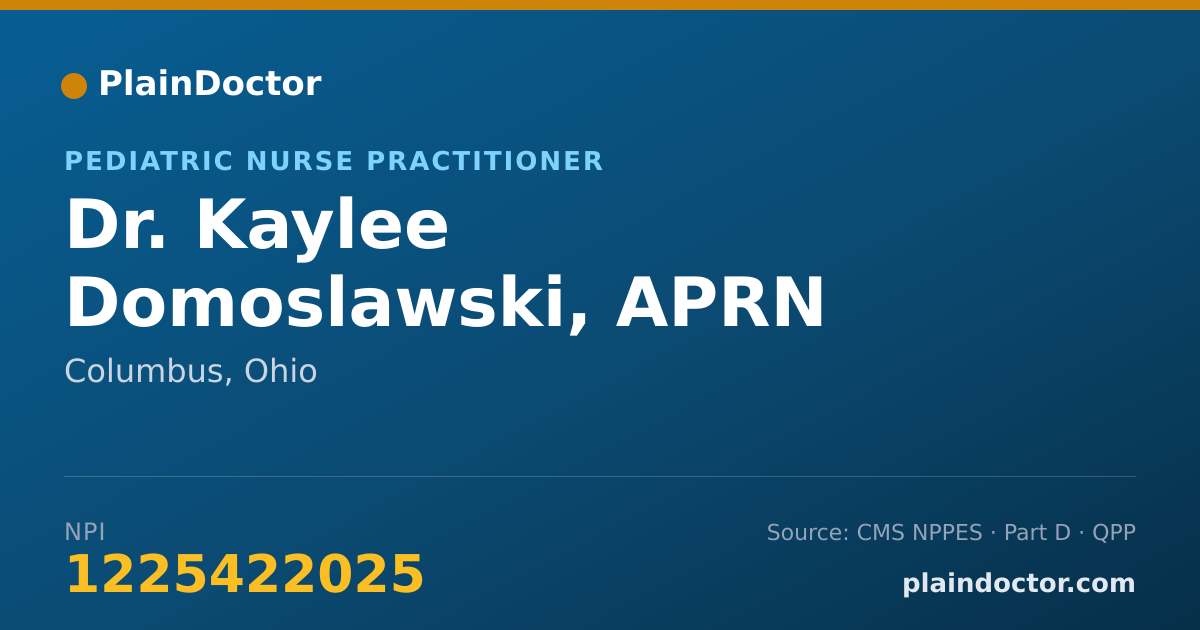 Shareable card for Kaylee Domoslawski, APRN - Pediatric Nurse Practitioner, Columbus, OH
