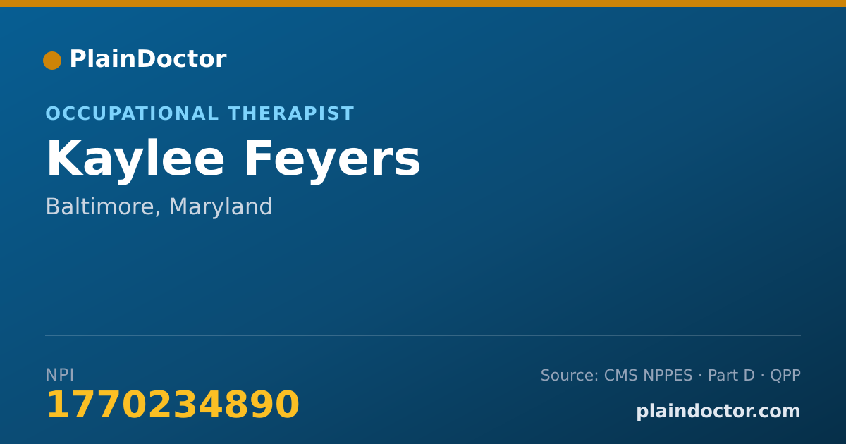 Shareable card for Kaylee Feyers - Occupational Therapist, Baltimore, MD