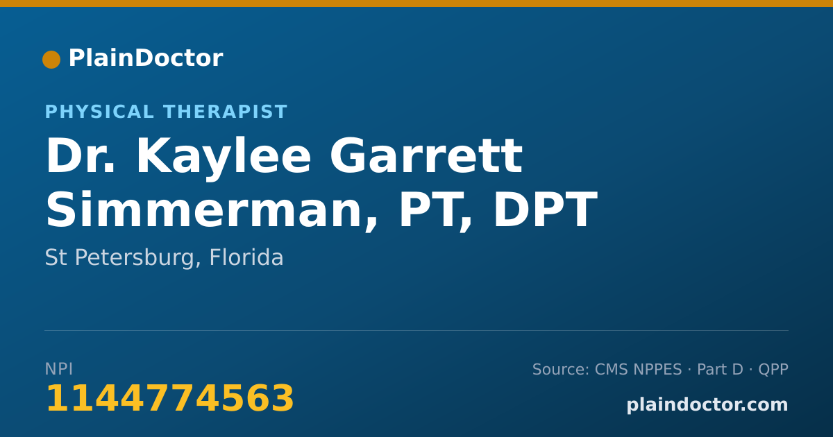 Shareable card for Kaylee Garrett Simmerman, PT, DPT - Physical Therapist, St Petersburg, FL