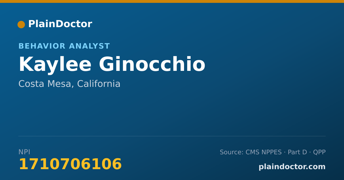 Shareable card for Kaylee Ginocchio - Behavior Analyst, Costa Mesa, CA