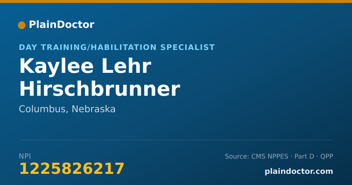 Shareable card for Kaylee Lehr Hirschbrunner - Day Training/Habilitation Specialist, Columbus, NE