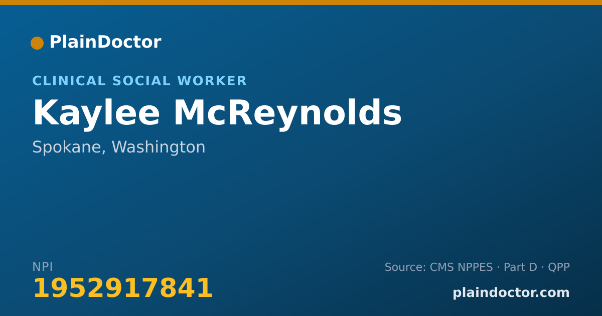 Shareable card for Kaylee McReynolds - Clinical Social Worker, Spokane, WA