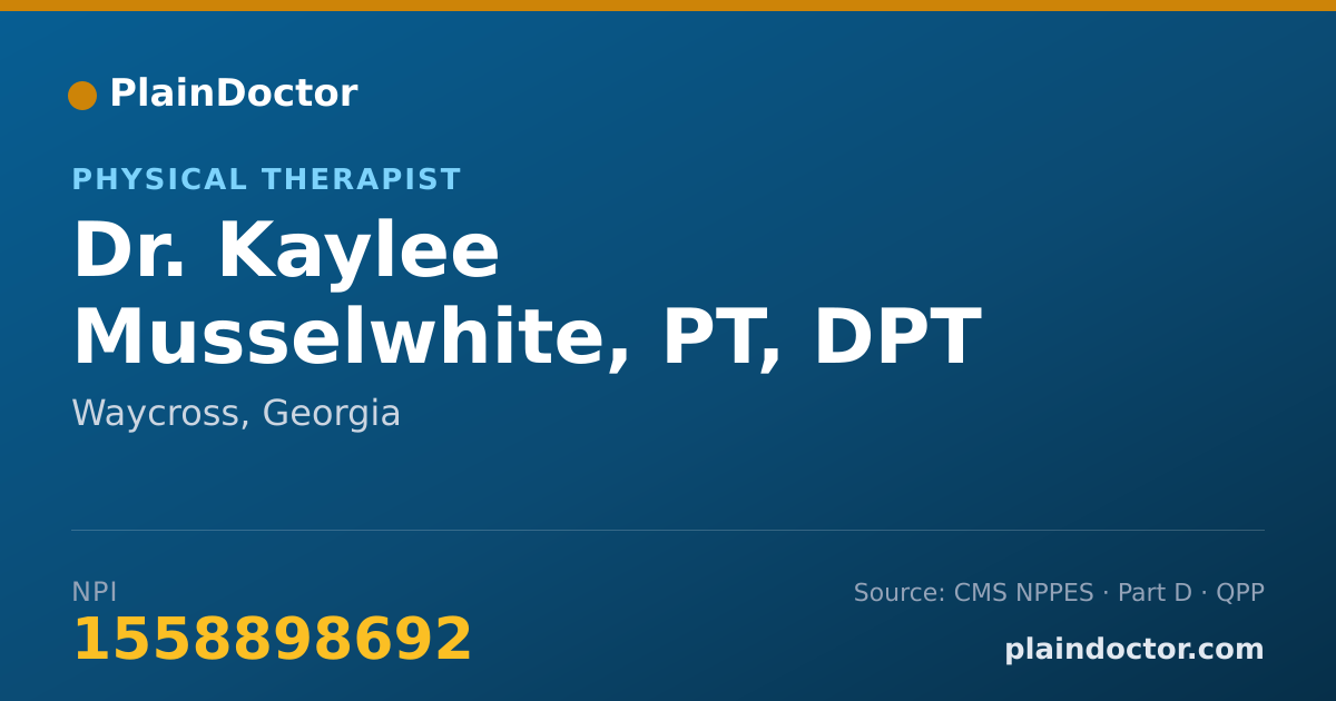 Shareable card for Kaylee Musselwhite, PT, DPT - Physical Therapist, Waycross, GA