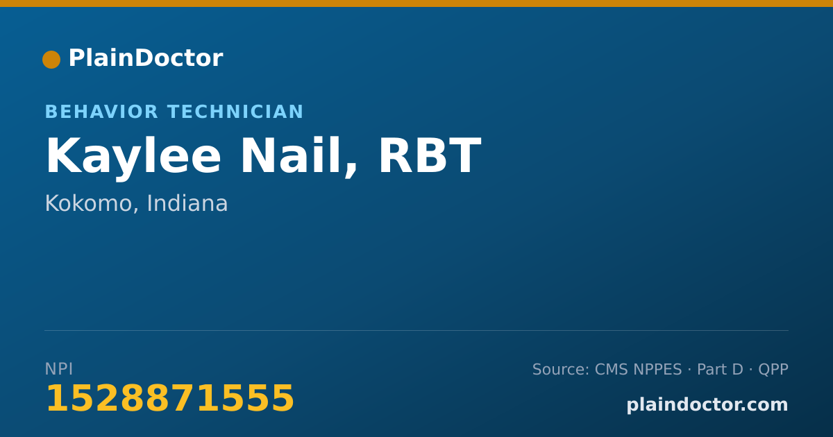 Shareable card for Kaylee Nail, RBT - Behavior Technician, Kokomo, IN