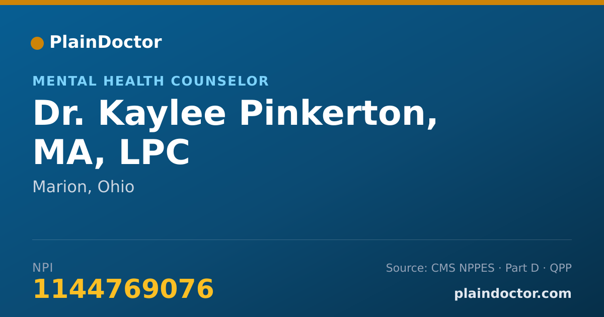 Shareable card for Kaylee Pinkerton, MA, LPC - Mental Health Counselor, Marion, OH