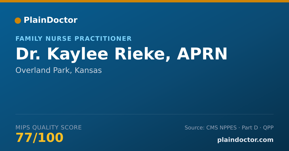 Shareable card for Kaylee Rieke, APRN - Family Nurse Practitioner, Overland Park, KS