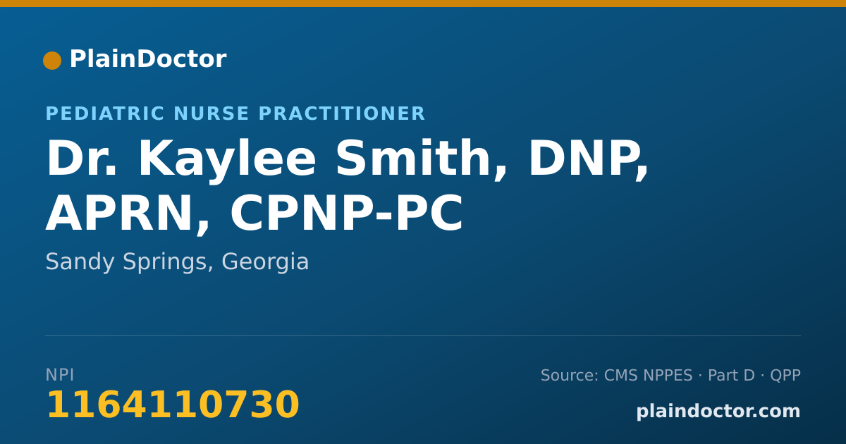 Shareable card for Kaylee Smith, DNP, APRN, CPNP-PC - Pediatric Nurse Practitioner, Sandy Springs, GA