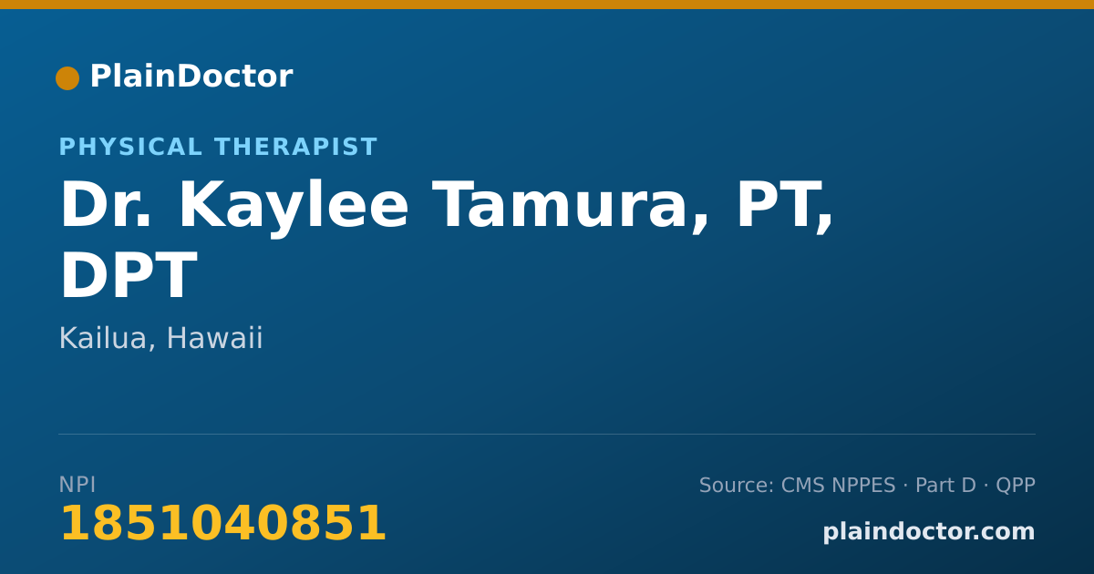 Shareable card for Kaylee Tamura, PT, DPT - Physical Therapist, Kailua, HI