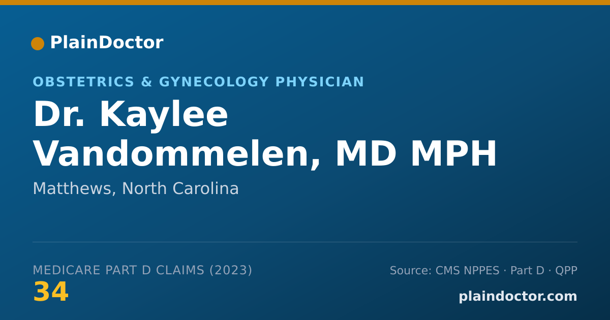 Shareable card for Kaylee Vandommelen, MD MPH - Obstetrics & Gynecology Physician, Matthews, NC