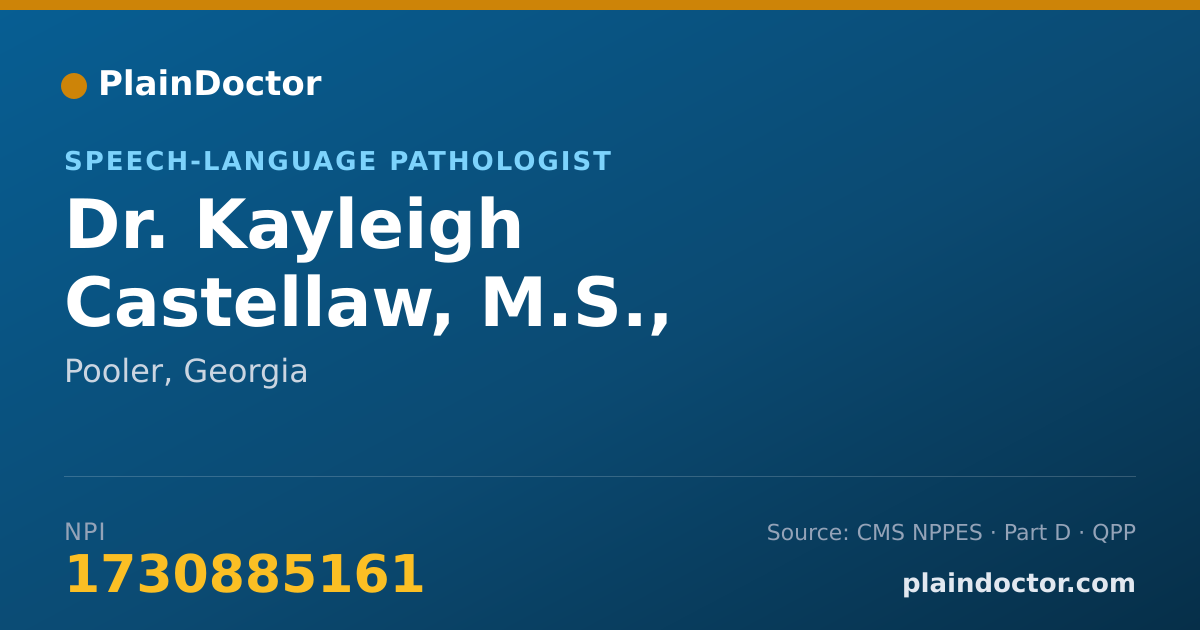 Shareable card for Kayleigh Castellaw, M.S., CCC-SLP - Speech-Language Pathologist, Pooler, GA