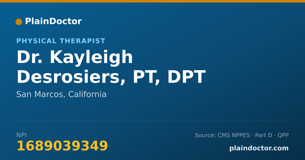 Shareable card for Kayleigh Desrosiers, PT, DPT - Physical Therapist, San Marcos, CA