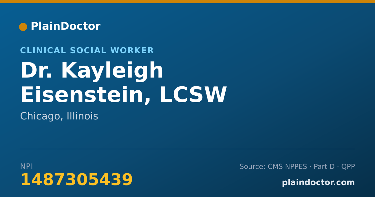 Shareable card for Kayleigh Eisenstein, LCSW - Clinical Social Worker, Chicago, IL