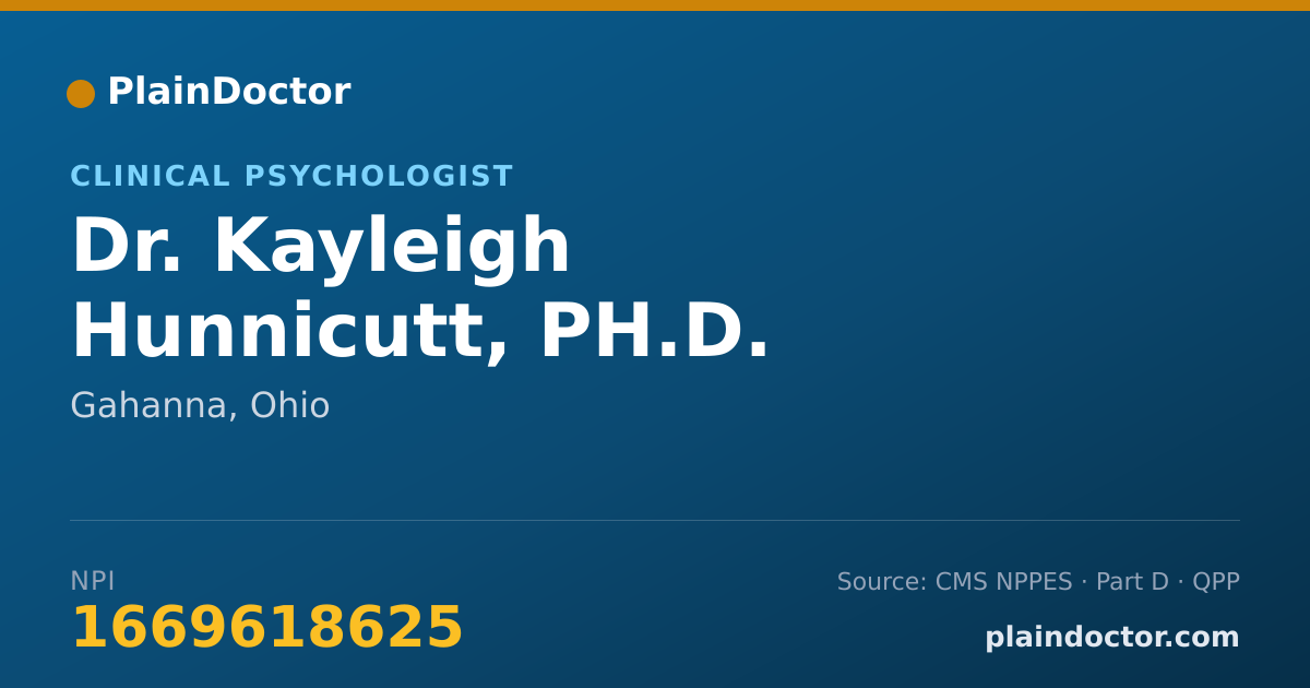Shareable card for Kayleigh Hunnicutt, PH.D. - Clinical Psychologist, Gahanna, OH