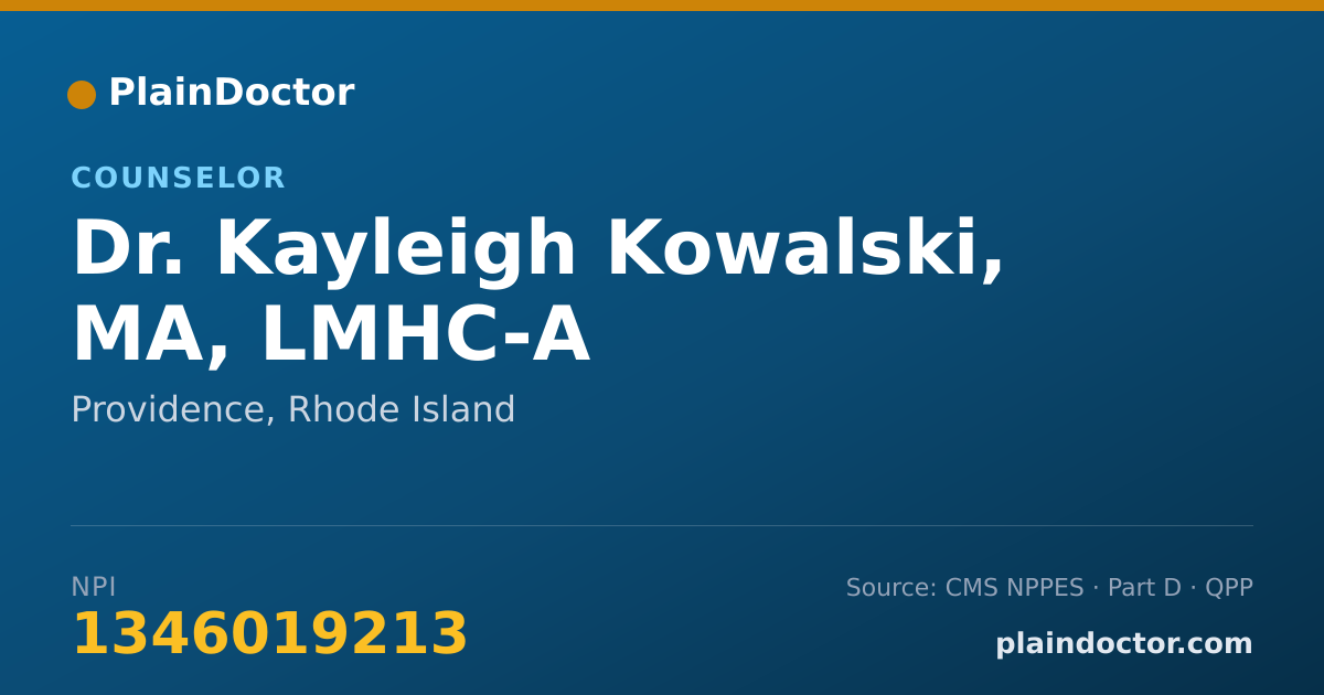 Shareable card for Kayleigh Kowalski, MA, LMHC-A - Counselor, Providence, RI