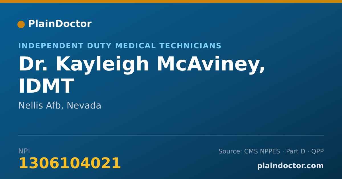 Shareable card for Kayleigh McAviney, IDMT - Independent Duty Medical Technicians, Nellis Afb, NV