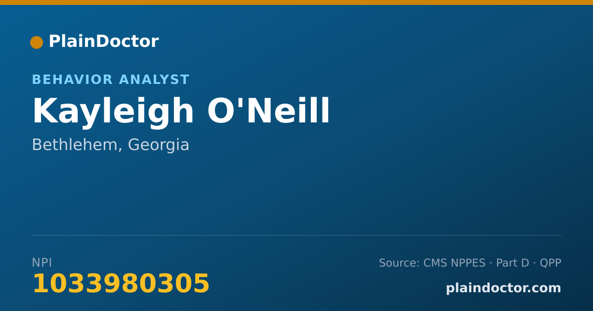 Shareable card for Kayleigh O'Neill - Behavior Analyst, Bethlehem, GA