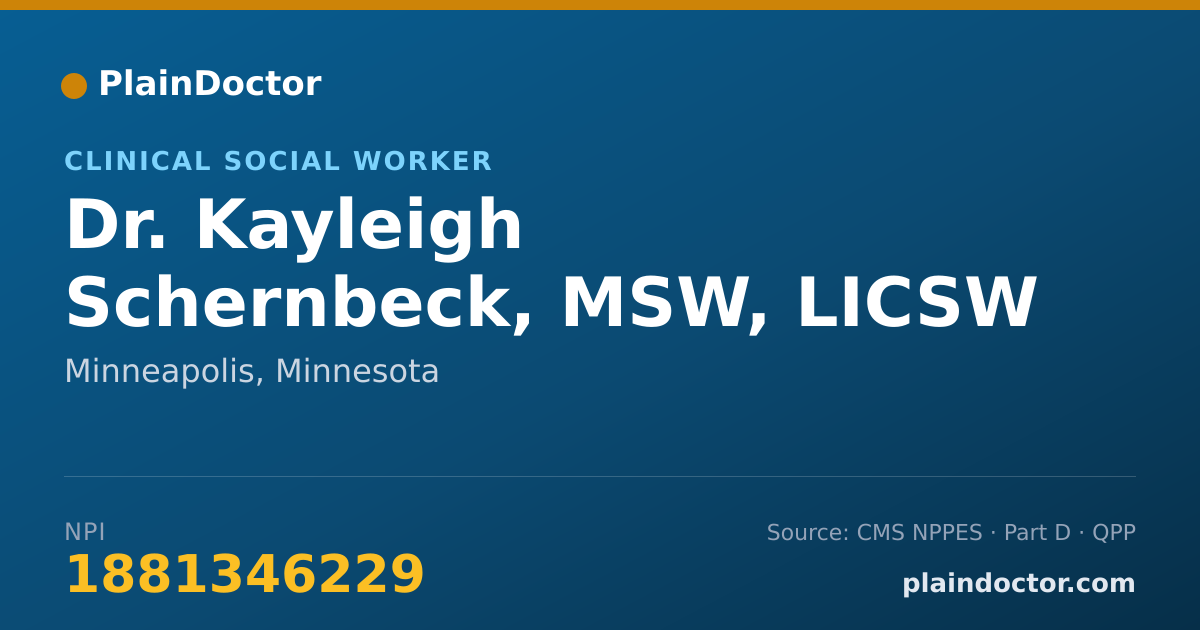 Shareable card for Kayleigh Schernbeck, MSW, LICSW - Clinical Social Worker, Minneapolis, MN