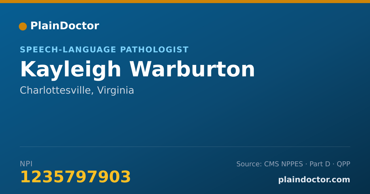 Shareable card for Kayleigh Warburton - Speech-Language Pathologist, Charlottesville, VA
