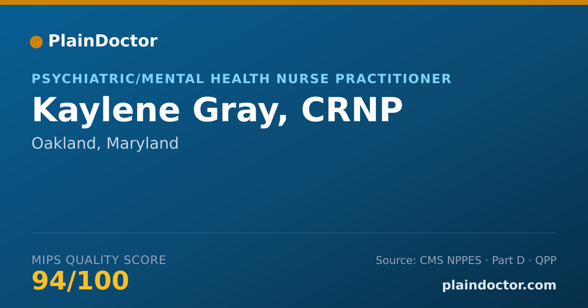 Shareable card for Kaylene Gray, CRNP - Psychiatric/Mental Health Nurse Practitioner, Oakland, MD