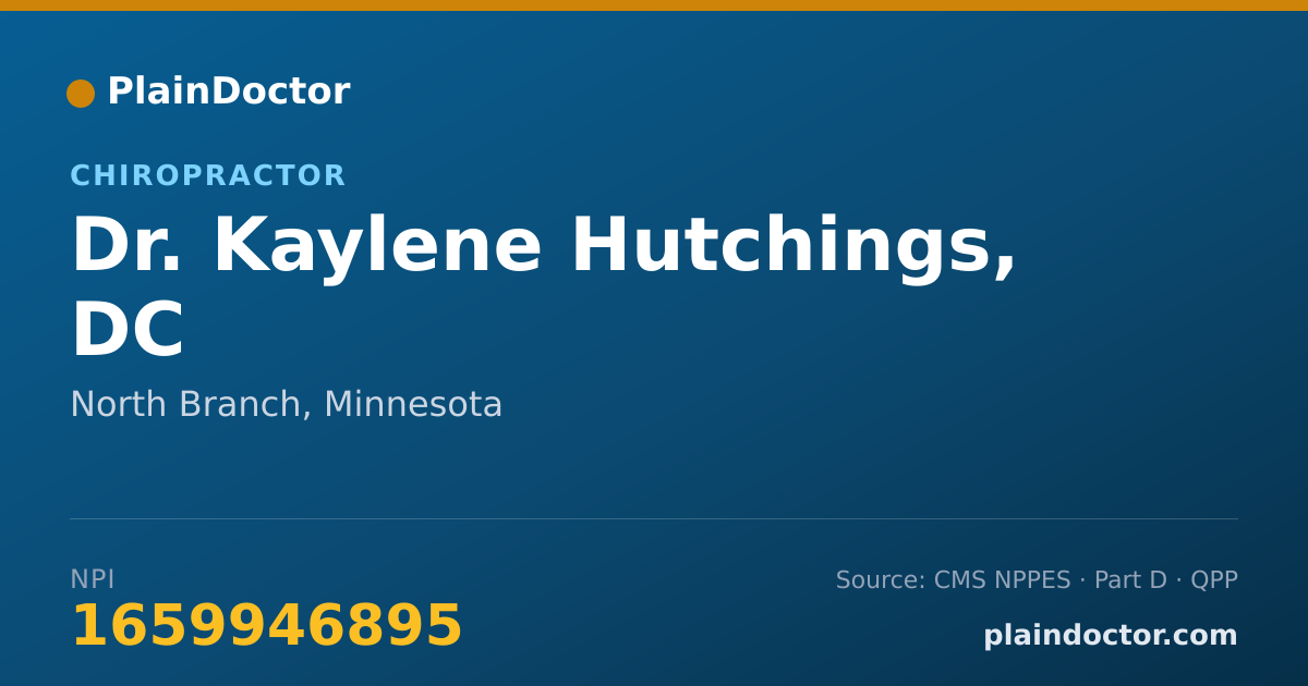 Shareable card for Kaylene Hutchings, DC - Chiropractor, North Branch, MN