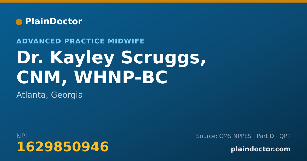 Shareable card for Kayley Scruggs, CNM, WHNP-BC - Advanced Practice Midwife, Atlanta, GA