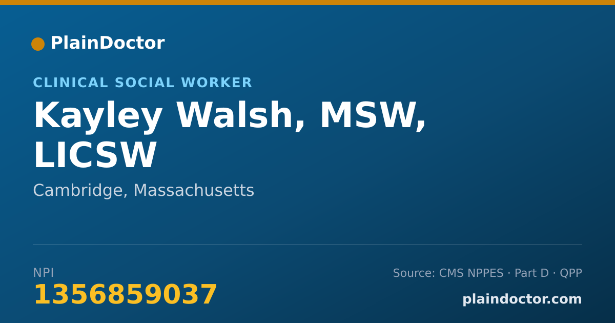 Shareable card for Kayley Walsh, MSW, LICSW - Clinical Social Worker, Cambridge, MA