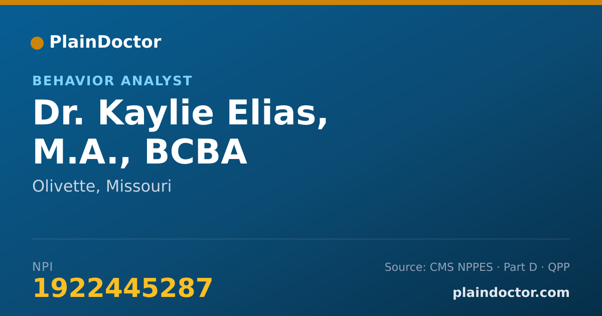Shareable card for Kaylie Elias, M.A., BCBA - Behavior Analyst, Olivette, MO
