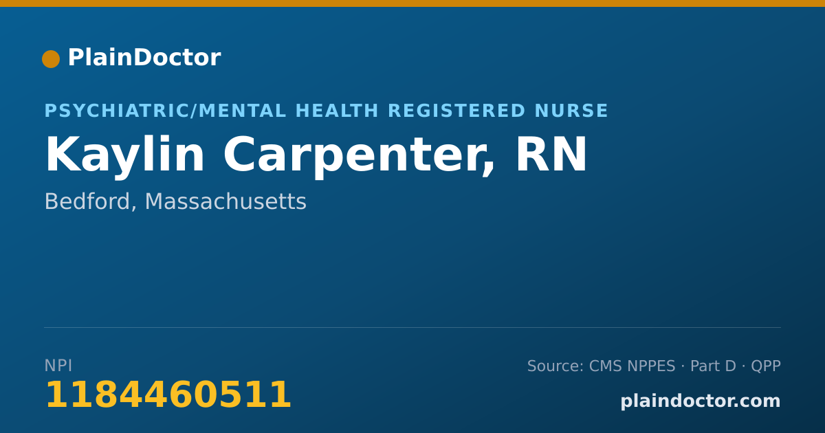 Shareable card for Kaylin Carpenter, RN - Psychiatric/Mental Health Registered Nurse, Bedford, MA