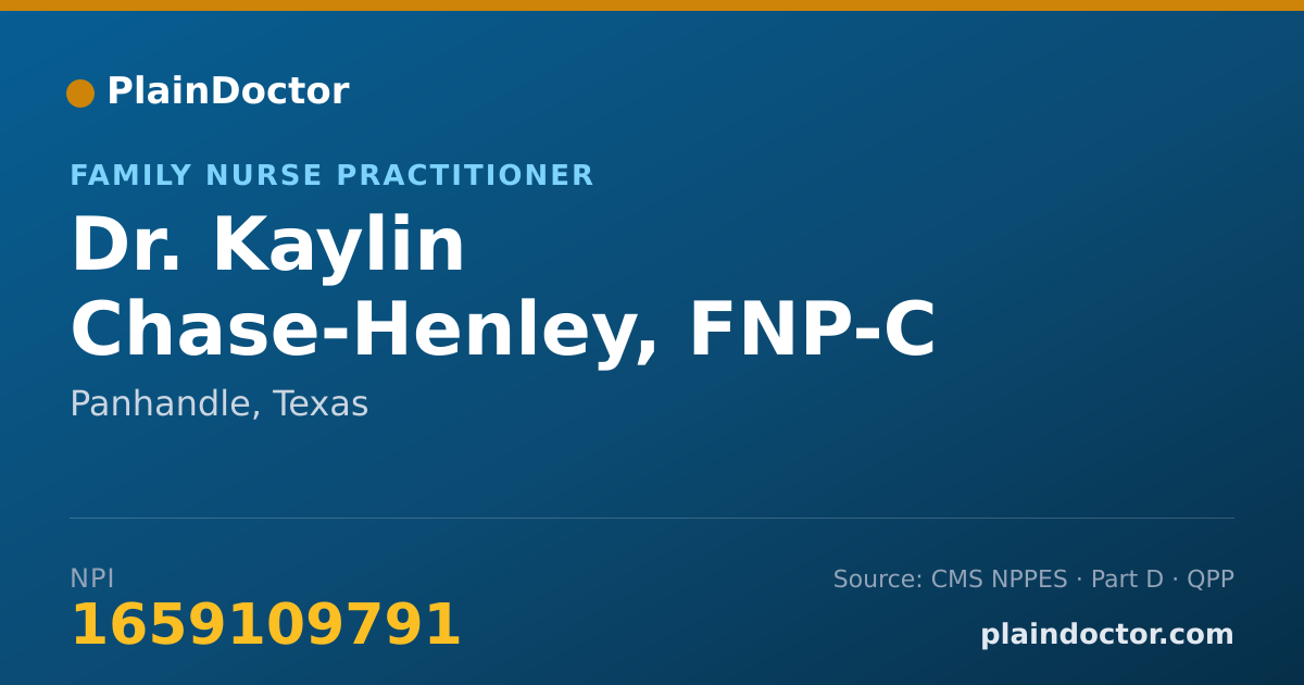Shareable card for Kaylin Chase-Henley, FNP-C - Family Nurse Practitioner, Panhandle, TX