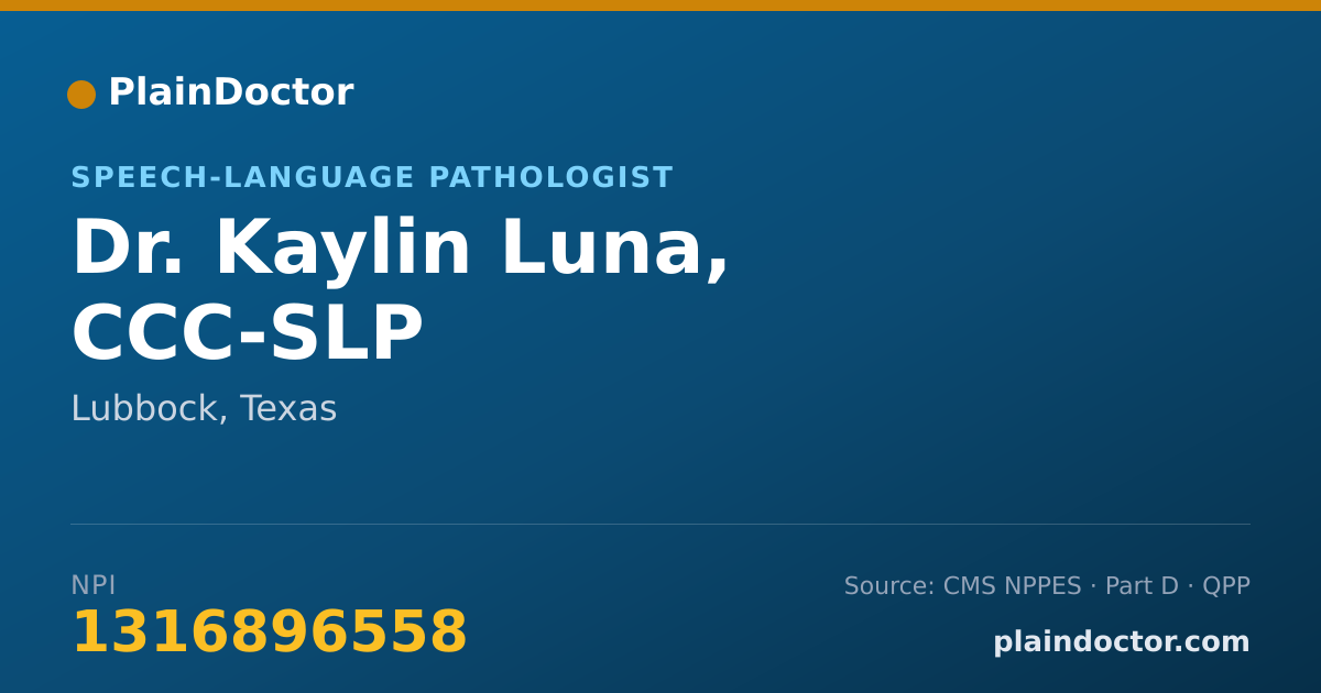 Shareable card for Kaylin Luna, CCC-SLP - Speech-Language Pathologist, Lubbock, TX