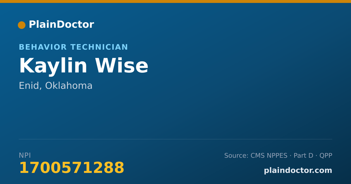 Shareable card for Kaylin Wise - Behavior Technician, Enid, OK