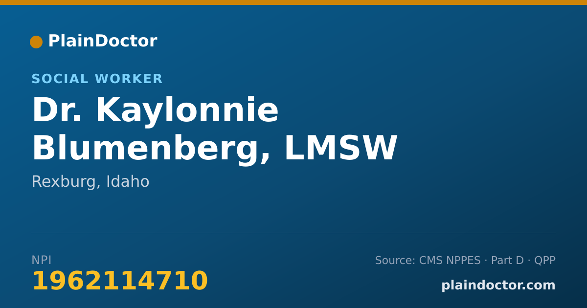 Shareable card for Kaylonnie Blumenberg, LMSW - Social Worker, Rexburg, ID