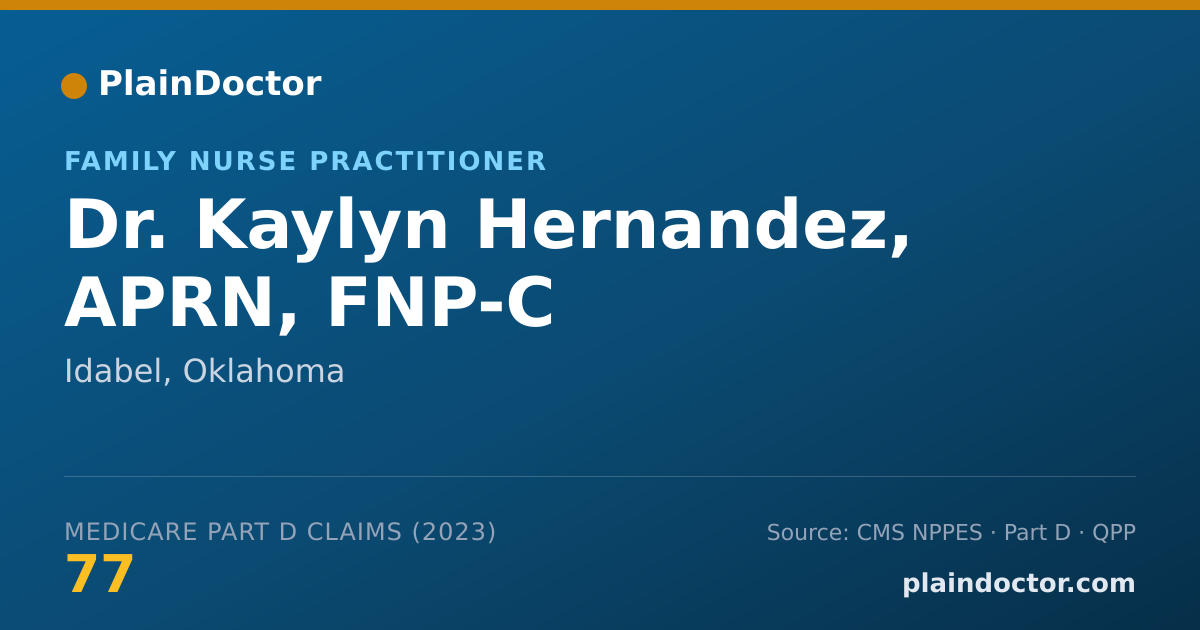 Shareable card for Kaylyn Hernandez, APRN, FNP-C - Family Nurse Practitioner, Idabel, OK