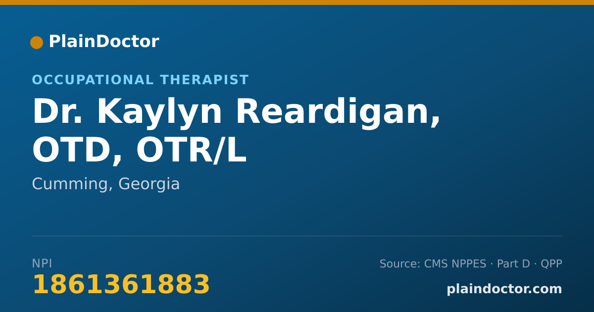 Shareable card for Kaylyn Reardigan, OTD, OTR/L - Occupational Therapist, Cumming, GA
