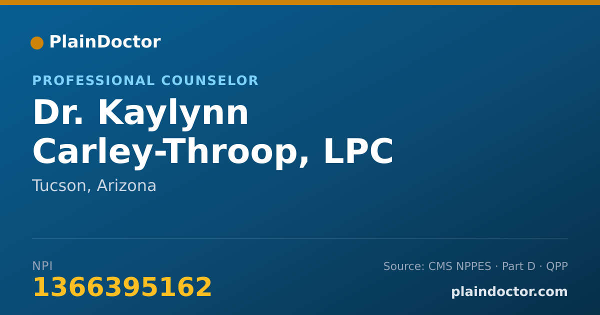 Shareable card for Kaylynn Carley-Throop, LPC - Professional Counselor, Tucson, AZ