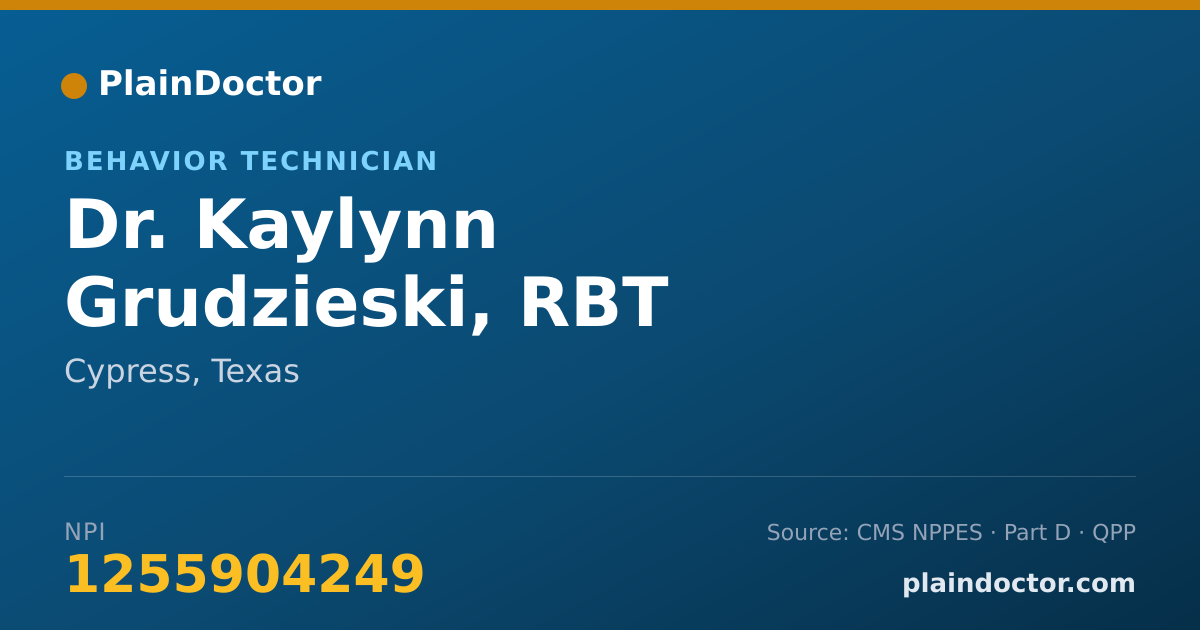 Shareable card for Kaylynn Grudzieski, RBT - Behavior Technician, Cypress, TX
