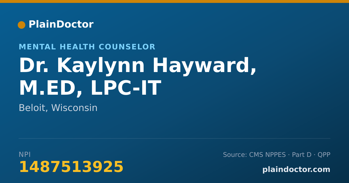 Shareable card for Kaylynn Hayward, M.ED, LPC-IT - Mental Health Counselor, Beloit, WI