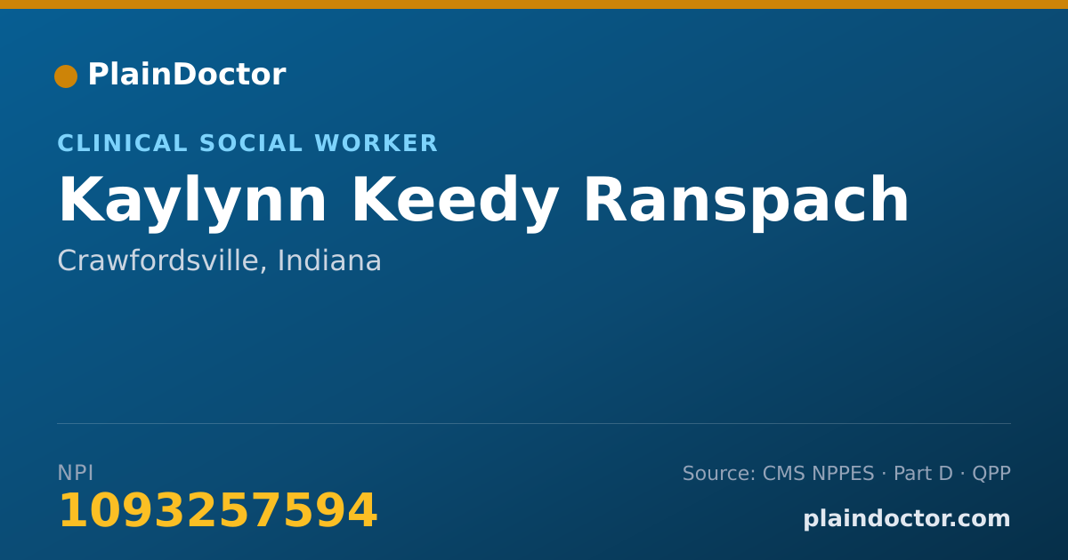 Shareable card for Kaylynn Keedy Ranspach - Clinical Social Worker, Crawfordsville, IN