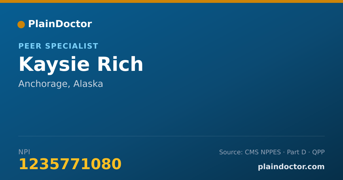 Shareable card for Kaysie Rich - Peer Specialist, Anchorage, AK
