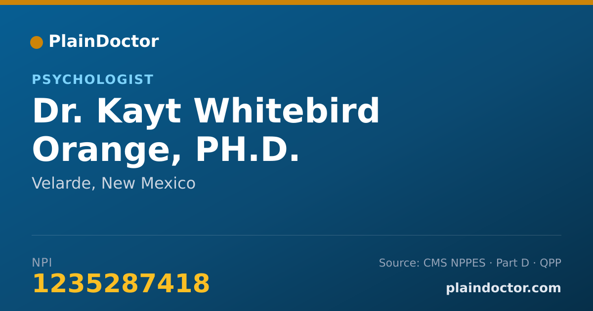 Shareable card for Kayt Whitebird Orange, PH.D. - Psychologist, Velarde, NM