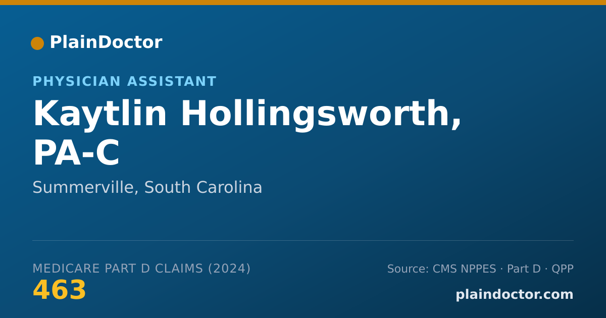 Shareable card for Kaytlin Hollingsworth, PA-C - Physician Assistant, Summerville, SC