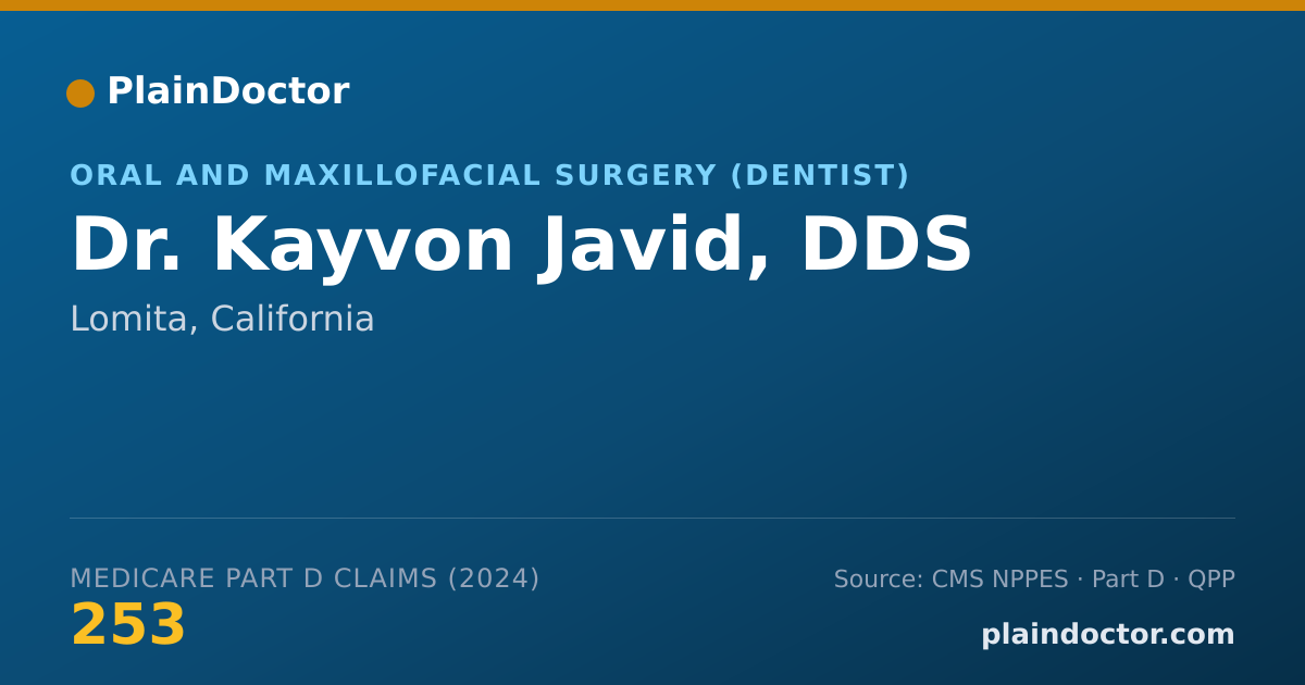 Shareable card for Kayvon Javid, DDS - Dentist, Lomita, CA