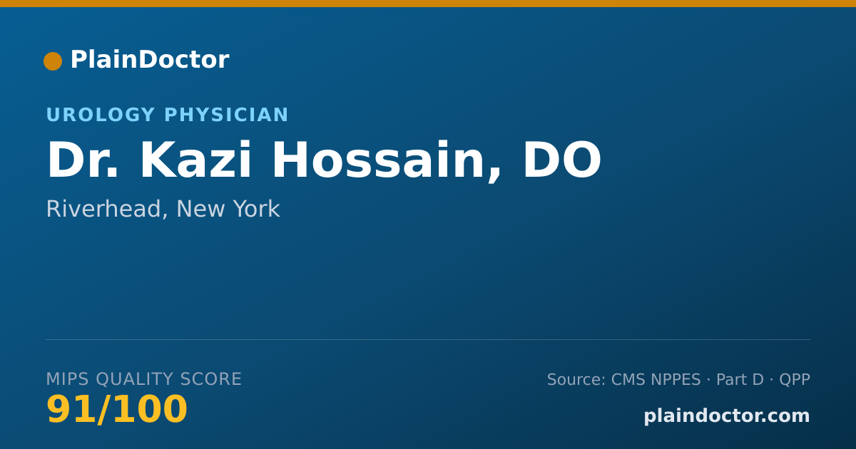 Shareable card for Kazi Hossain, DO - Urology Physician, Riverhead, NY