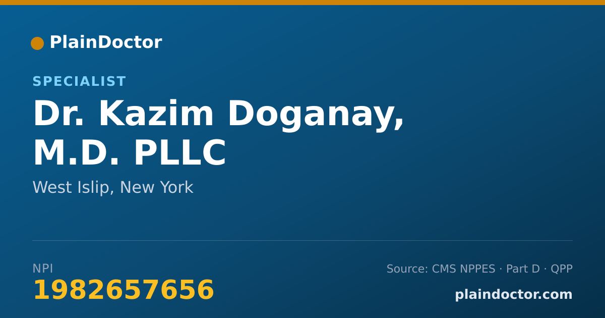 Shareable card for Kazim Doganay, M.D.  PLLC - Specialist, West Islip, NY