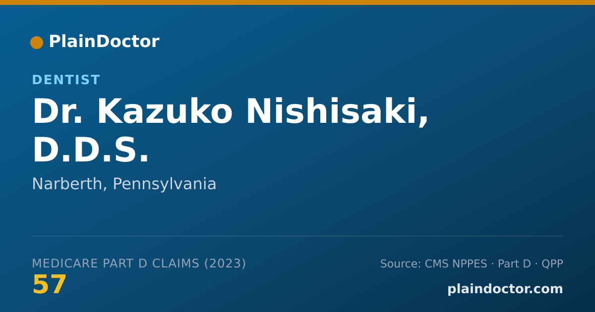 Shareable card for Kazuko Nishisaki, D.D.S. - Dentist, Narberth, PA