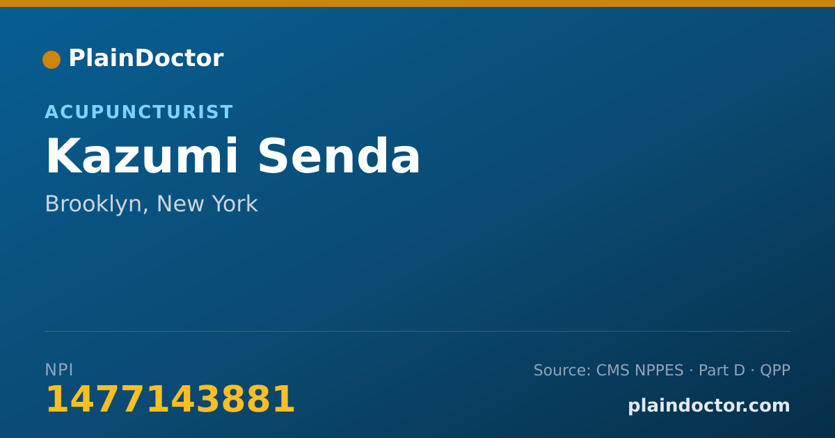 Shareable card for Kazumi Senda - Acupuncturist, Brooklyn, NY