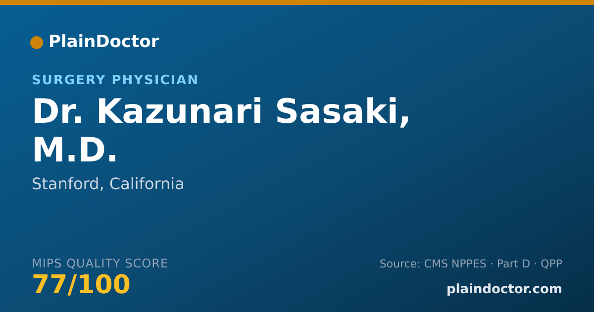 Shareable card for Kazunari Sasaki, M.D. - Surgery Physician, Stanford, CA