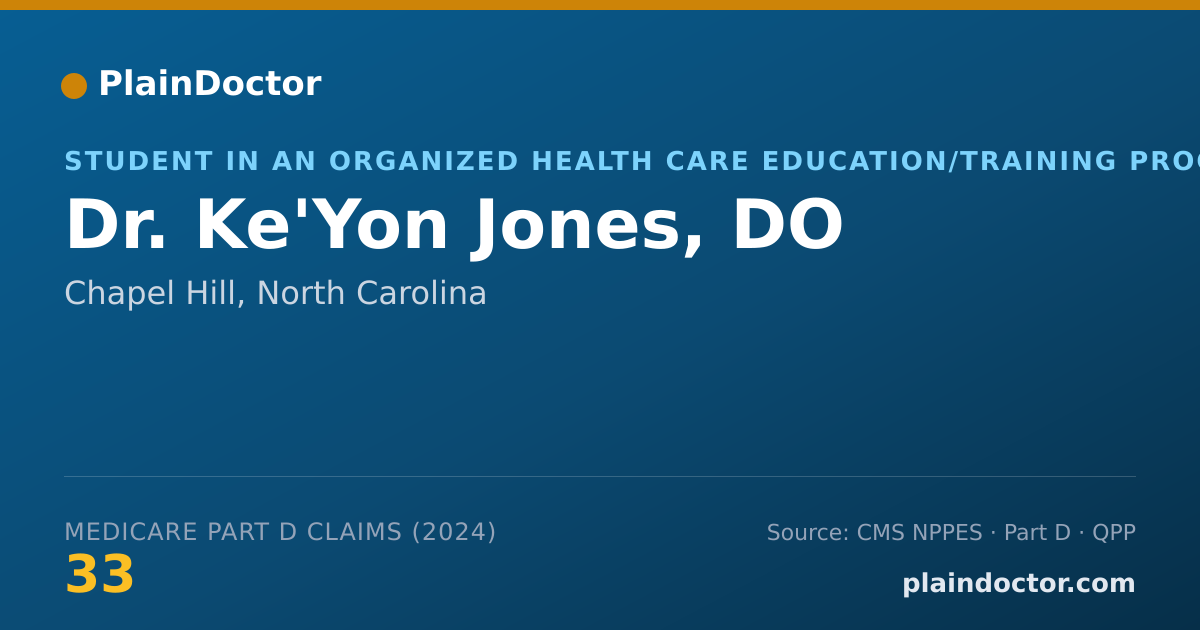 Shareable card for Ke'Yon Jones, DO - Student in an Organized Health Care Education/Training Program, Chapel Hill, NC